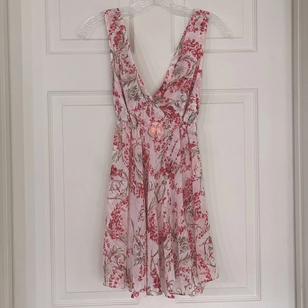 🌸3/$25 Gilligan & O’Malley Pink & Red Floral Babydoll Chemise Nightgown, Size S - Picture 9 of 11